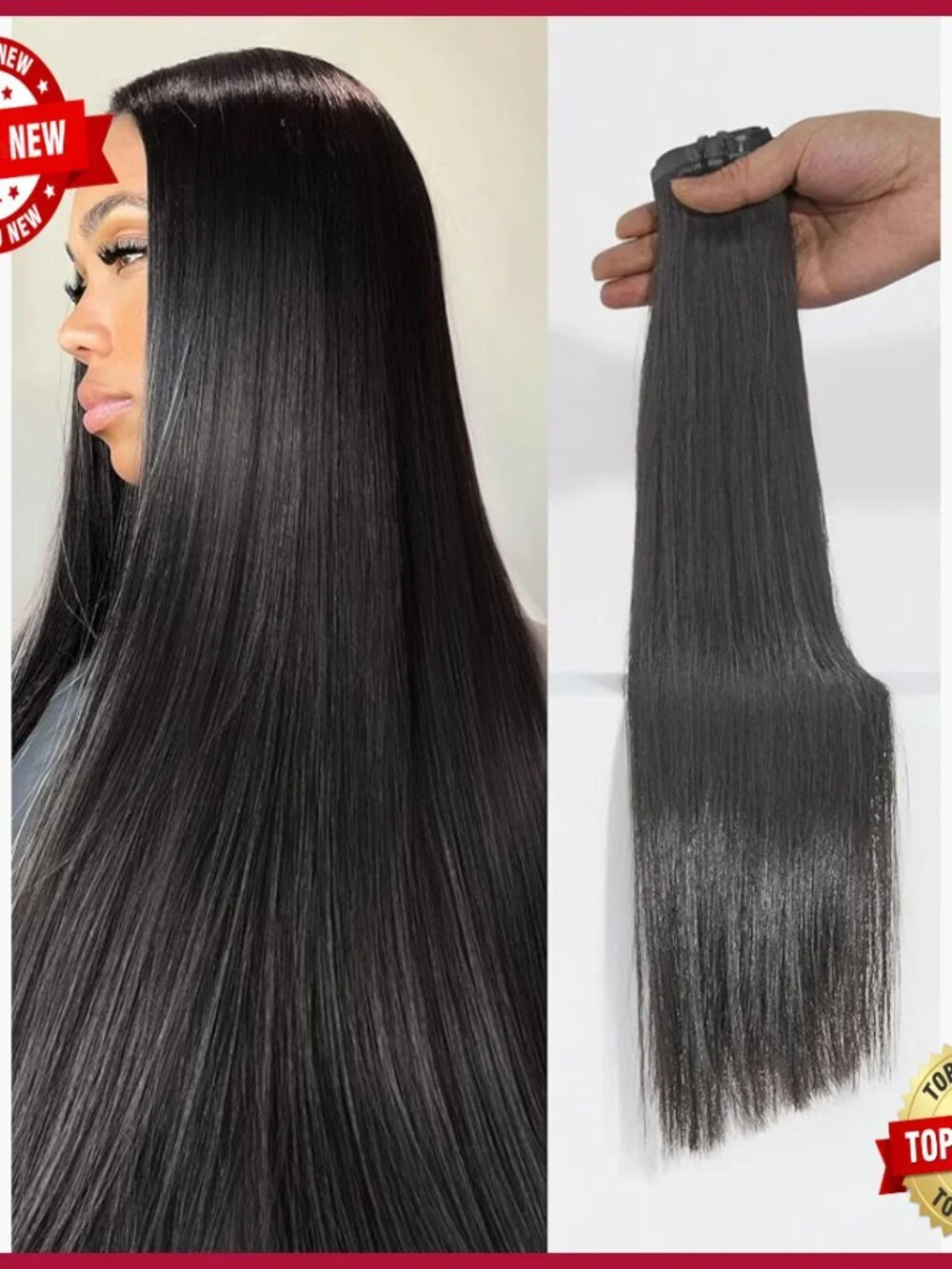 18 Inch Human Hair Clip In Extensions, 110g Straight Seamless Volume